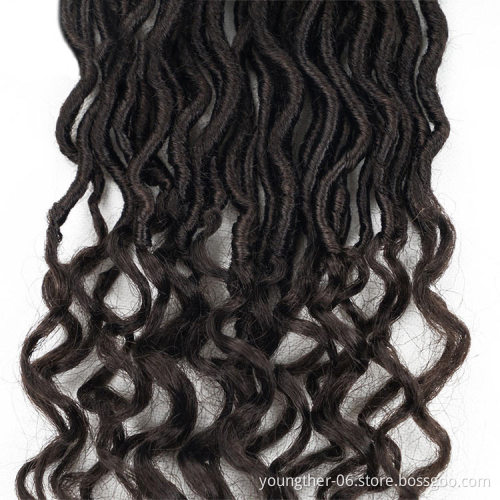 18Inch Curly Goddess Faux Locs Looped Dreadlocks Twist Ombre Color Faux Locs Braids 100g Soft Wavy Faux Locs Crochet Braids Hair